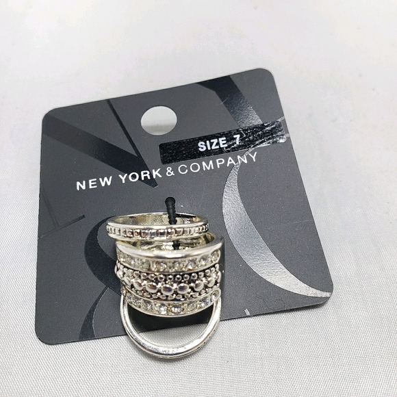NY & co 3 stackable rhinestone silver bling ring - Picture 4 of 5